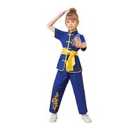 Traje para adultos, traje chino chi, ropa de baile tradicional, disfraz de Wing Chun para niños, talla 5, azul, 4-5 años