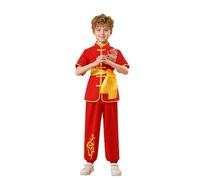 Traje para adultos, traje chino chi, ropa de baile tradicional, disfraz de Wing Chun para niños, talla 5, rosso, 9-10 años