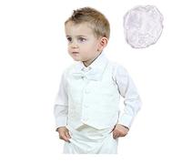 Traje para bautizo, 6 piezas, 100 % algodón, para bebé, con chaleco de jacquard 85a blanco blanco Talla:S(0-6 months)