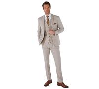 Traje para hombre, 3 piezas, beige, clásico, ojo de pájaro, verano, boda, piedra, 36