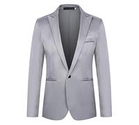 Traje para hombre, ajustado, una chaqueta de esmoquin sólida, trajes de negocios, boda, fiesta, regreso a casa, trajes para hombre, chaqueta brillante para hombre, gris, 3XL