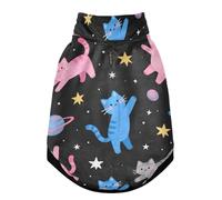 Traje para perro resistente al viento con cinturón de seguridad y cremallera para mascotas, overol de cuatro patas, chaqueta cálida, ropa de invierno para perros en clima frío, patrón de gato espacial