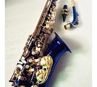 Traje profesional de saxofón alto, acabado azul sintonizado con boquilla premium y funda protectora