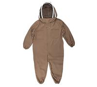 Traje protector de apicultura marrón claro: bata transpirable de una sola pieza con velo HD y cremallera. Equipo de apicultura suave de poliéster y algodón para aficionados. (XL)