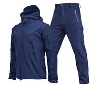 Traje táctico de dos piezas para hombre, conjunto de chaqueta y pantalones tácticos para hombre, uniforme de caza militar, traje de ropa de 2 piezas, múltiples bolsillos, azul, S