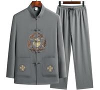 Traje Tai Chi Hombre,Traje Tang Chino Tradicional,Uniforme Kung Fu Artes Marciales Con Camisa Y Pantalón,Ropa Hanfu Bordada Cuello Alto,Conjunto Wushu Wing Chun Para Entrenamiento E,43(85-95kg)