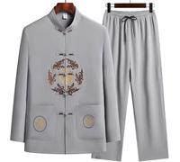 Traje Tai Chi Hombre,Traje Tang Chino Tradicional,Uniforme Kung Fu Artes Marciales Con Camisa Y Pantalón,Ropa Hanfu Bordada Cuello Alto,Conjunto Wushu Wing Chun Para Entrenamiento C,39(45-58kg)