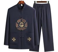 Traje Tai Chi Hombre,Traje Tang Chino Tradicional,Uniforme Kung Fu Artes Marciales Con Camisa Y Pantalón,Ropa Hanfu Bordada Cuello Alto,Conjunto Wushu Wing Chun Para Entrenamiento A,42(75-85kg)