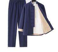 Traje Tai Chi para Hombre Mujeres 3 piezasTraje Chino Tang Algodón Lino Manga Larga para Hombre,Uniforme de Kung Fu,Camisa y Pantalones,Uniforme Informal de Martial Arts Tai Chi(Size:165/M,Color:A)