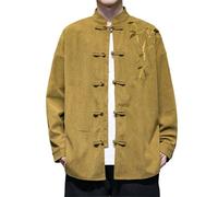 Traje tang para hombre Chaqueta superior china asiática Hanfu cómodo traje de artes marciales para hombre chaqueta tradicional ropa tai-chi kung-Fu ropa taoísta Yukata camisa de estilo retro, café