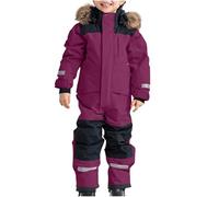 Traje Térmico de Esquí y Nieve para Niño Mono Impermeable con Capucha Extraíble para Actividades Invernales Exteriores (Dark Purple, 10-11 Years)