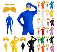 Traje unisex para mujer y hombre, traje de cuerpo completo, disfraz de Slenderman naranja y naranja, disfraz de cara abierta, Halloween, carnaval, cosplay, mono de cuerpo entero 2026