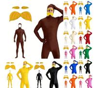 Traje unisex para mujer y hombre, traje de cuerpo completo, disfraz de Slenderman naranja y naranja, disfraz de cara abierta, Halloween, carnaval, cosplay, mono de cuerpo entero 2026