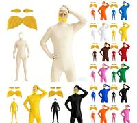 Traje unisex para mujer y hombre, traje de cuerpo completo, disfraz de Slenderman naranja y naranja, disfraz de cara abierta, Halloween, carnaval, cosplay, mono de cuerpo entero 2026