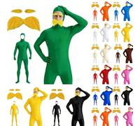 Traje unisex para mujer y hombre, traje de cuerpo completo, disfraz de Slenderman naranja y naranja, disfraz de cara abierta, Halloween, carnaval, cosplay, mono de cuerpo entero 2026