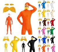 Traje unisex para mujer y hombre, traje de cuerpo completo, disfraz de Slenderman naranja y naranja, disfraz de cara abierta, Halloween, carnaval, cosplay, mono de cuerpo entero 2026