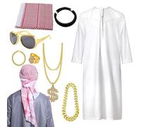 Trajes árabes, Hombres Árabe Traje | Hombres De Oriente Medio Traje Túnica Larga Tocado,Novedad Adultos Arabia Saudita Vestir Diadema Para Adolescentes, Adolescentes,