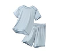 Trajes Casual De Mujer Camiseta Deportiva de Manga Corta para niños y bebés, Unisex, para Primavera y Verano Trajes De Bautismos (Light Blue, 9-10 Years)