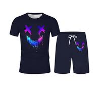 Trajes casuales de verano para hombre, corte holgado, diseño estampado, tela elástica cómoda, uso diario, camiseta a juego, fácil cuidado, ligero y transpirable. Estilo que Nace de lo Simple