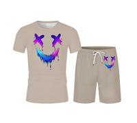 Trajes casuales de verano para hombre, corte holgado, diseño estampado, tela elástica cómoda, uso diario, camiseta a juego, fácil cuidado, ligero y transpirable. Estilo que Nace de lo Simple