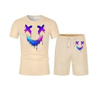 Trajes casuales de verano para hombre, corte holgado, diseño estampado, tela elástica cómoda, uso diario, camiseta a juego, fácil cuidado, ligero y transpirable. Estilo que Nace de lo Simple