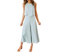 Trajes de 2 Piezas atuendos de Verano Trajes de Viaje de Vacaciones para Mujeres (Azul Claro s) (s Azul Claro)