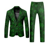 Trajes de 2 piezas para hombre, trajes de moda formal de solapa con estampado de duende con botones, camisa de manga larga y pantalones de pierna ancha, pantalones, blazers, traje de lujo, disfraz de