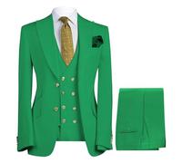 Trajes de 3 piezas para hombre, ajuste delgado, 2 botones, boda, graduación, traje de esmoquin formal, cena, fiesta, blazer chaleco y pantalón, Color7, L