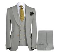 Trajes de 3 piezas para hombre, ajuste delgado, 2 botones, boda, graduación, traje de esmoquin formal, cena, fiesta, blazer chaleco y pantalón, Color 11, L