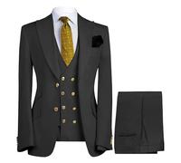 Trajes de 3 piezas para hombre, ajuste delgado, 2 botones, boda, graduación, traje de esmoquin formal, cena, fiesta, blazer chaleco y pantalón, Color2., XS