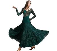 Trajes De Baile Moderno Encaje For Mujer, Rendimiento, Estándar Nacional, Ropa Vals, Gran Swing, Vestido Competición Salón(Green,XL)