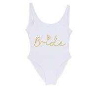 Trajes de Baño Bañadores de una Pieza para Mujer Bride Bikini con Monograma Bañadores Deportivos para Mujer Ropa Baño Playa Casual Monokinis Sexy con Cuello en U y sin Espalda (White, S)