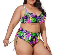 Trajes De Baño De 2 Piezas Juveniles Tankinis Alto Fucsia Pequeño Caído Cruzada Control Flecos Cuerpo Efecto Femenino Blancos Purpurina Inglés Lola Cartucheras Brasier Me Juvenil