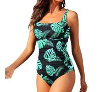Trajes de baño de una pieza para mujer con empalme bloque de colores Swimwear escote cuadrado control del vientre corsé fruncido frente swimming suite moderno nuevo elegante piscina playa verano