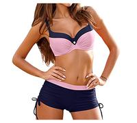 Trajes De Baño Mujer 2026 Bañadores Una Pieza Traje De Baño Playa Conjunto Mujer Acolchado Up Bikini Traje Trajes Multicolores Bikini Push Up con Relleno Bañador Pecho (Pink M)