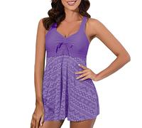 Trajes De BañO Mujer Bikinis 2026 Braga Alta Up Sport Printed Trajes de baño Traje Playa Sujetador Playa Mujeres Bikini Traje Conjunto Bikini Culotte Mujer con Aros (Purple, XXL)