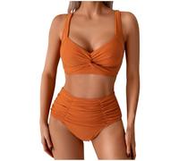Trajes de Baño Mujer Conjunto de Bikinis Dos Piezas Playa Sexy Moda Color sólido Push up Bikini Cintura Alto Bragas Beachwear Bañador Control de Vientre Vacaciones Hawai Natacion 2025