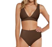 Trajes de baño mujer dos piezas traje de playa push up sexy conjunto bikini brasileño tanga cintura alta triángulo bikini cintura alta mujer delantal desmontable, 7-marrón, L