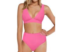 Trajes de baño mujer dos piezas traje de playa push up sexy conjunto bikini brasileño tanga cintura alta triángulo bikini cintura alta mujer delantal desmontable, 7-rosa, S
