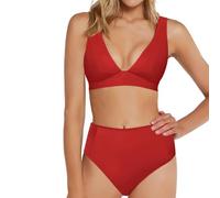 Trajes de baño mujer dos piezas traje de playa push up sexy conjunto bikini brasileño tanga cintura alta triángulo bikini cintura alta mujer delantal desmontable, 7-rojo, M