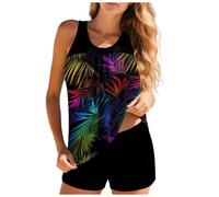 Trajes De Baño Mujer El Sistema del Control De La Barriga del Traje Baño Las Mujeres Tankini Empuja hacia Arriba El Llano Control La Barriga Dos Piezas Bikini Mujer con Ropa Playa Traje