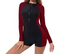 Trajes de Baño Mujer Reductor Bañador Talla Grande Women's Spring Summer Competitive Diving Solid Color Quick Drying Zipper Suit ñador Negro Mujer ñadores Tallas Grandes (Wine L)