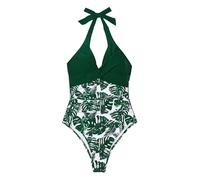 Trajes De Baño Mujer Tallas Grandes Bañadores Traje De Baño Una Pieza para Mujer Traje Sexy con Tirantes Calados A Juego Color Bañador Mujer Deportivo Bañadores (Blackish Green L)