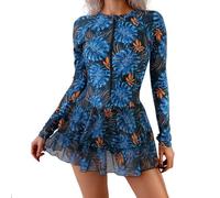 Trajes De Baño para Mujer,Traje de baño 2025 Traje de Surf con Cremallera de Manga Larga Traje de Buceo Traje de baño de Mujer Mono Falda Corta