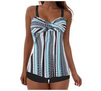 Trajes De Baño Tankini Brillantes De Talla Grande para Mujer con Pantalones Cortos Tankini Tops Traje Baño Ruta Abdominal Bañador Bandeau 2 Piezas para Mujer Conjunto Fruncido Y Retorcido