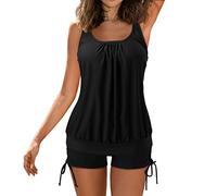 Trajes De Baño Tankini Brillantes De Talla Grande para Mujer con Pantalones Cortos Tankini Tops Traje Baño para Mujer Bañador Talla Grande Traje 2 Piezas Corte Bañador Grain Sable Deportivo