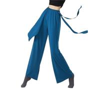 Trajes de Entrenamiento de Danza Moderna for Mujer, Pantalones Holgados de Pierna Ancha, Pantalones de diseño con serpentinas Laterales for Yoga, 13 Colores(Dark Blue,XL)
