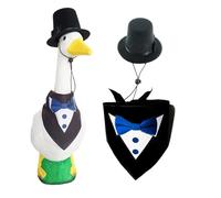 Trajes de gansos de jardín, ropa de gansos porches,Conjunto oficial de decoración de gansos | Tamaño grande 23 pulgadas de alto caballero animal sigla sombreros de mariposa