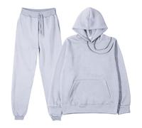 Trajes de invierno para mujer, traje casual, ropa deportiva, pantalones de manga larga, dos conjuntos de pantalones de boda de talla grande para mujer, gris, M
