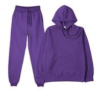 Trajes de invierno para mujer, traje casual, ropa deportiva, pantalones de manga larga, dos conjuntos de pantalones de boda de talla grande para mujer, Morado (, L